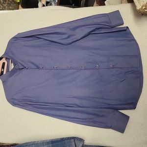 Fashion Galleria Mens Shirt Blue "Guru/Naru" Collar Button Up Shirt EUC 42"Chest